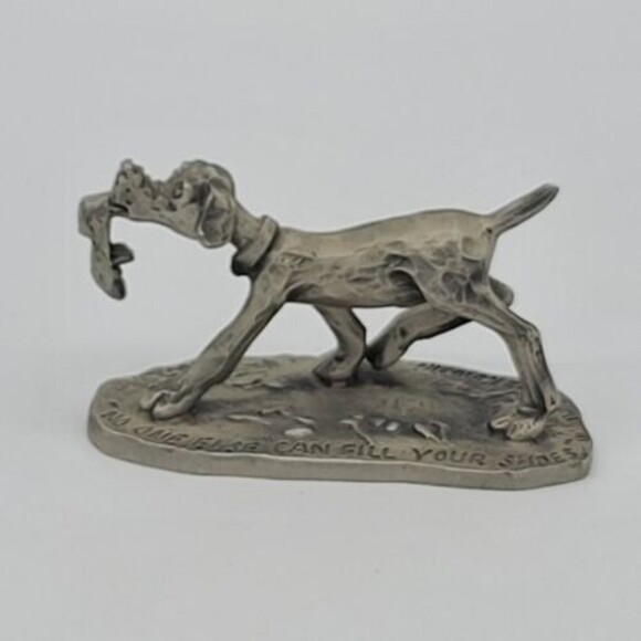 Pewter Dog With Shoe Figurine Little Gallery Hallmark Signed Kraczkowski 1975 - Picture 1 of 9